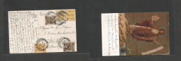 Palestine. 1924 (6 Jan) Jerusalem - Germany, Weingarten, Wurttemberg. Multifkd Ppc, Five Values Ovptd Issue At 8p Rate, - Palestine