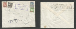 Palestine. 1949 (15 May) Transjordan, Ramallah - Egypt, Cairo (23 May) Air Multifkd Ovptd Issue Envelope, Air Cachet + A - Palestina