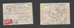 Palestine. 1949 (1 Dec) Gaza - Jerusalem - Ulkarem - Amman - Cairo. Registered Censored Overprinted Genuine Usage Fkd Si - Palestina