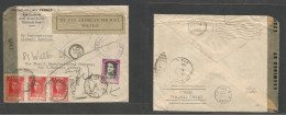 Persia. 1945 (14 July) Teheran - USA, Chicago (13 Aug) "Pan American Air Mail SeKvice" Label (xxx/R) (spelling Typo Erro - Iran