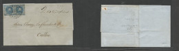 Peru. 1860 (23 May) Arica - Callao. EL With Text Fkd 1 Divers Blue (x2) Tied Arica / Vapor + Mns "2rs Deficit" Alongside - Perù