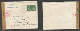 Philippines. 1941 (23 Nov) TPO, Bicol - Dutch Indies, Negaga Estate, P.O. Paelon Rodja  (8 Dec) WWII Arrival Tied Censor - Filippijnen