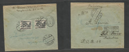 Poland. 1936 (21 Sept) Warsaw - Palestine, Tel Aviv (2 Oct) Registered Reverse Multifkd Envelope. Addresssed To A. Lewin - Andere & Zonder Classificatie