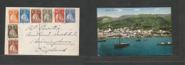 Portugal - Xx. 1938 (29 July) Funchal - England, Birmingham. Multifkd Late Ceres Issue Ppc, Tied Cds. Lovely Colorful Us - Autres & Non Classés