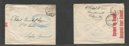 Portugal-Mozambique. 1916 (29 Nov) L. Marques - Transvaal, Leslie (1 Dec) POW Mail, Acampamento. Stampless Env, Oval Blu - Autres & Non Classés