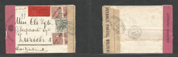 Portugal-Mozambique. 1918 (22 Apr) L. Marques - Switzerland, Zurich (1 July) Registered Multifkd Env Incl War Tax, Tied - Sonstige & Ohne Zuordnung