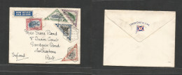 Portugal-Mozambique Company. 1938 (4 Nov) Beira - UK, Kent, Folkestone. Air Multifkd Envelope, Triangular Issue, Fauna. - Other & Unclassified