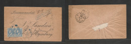 Romania. 1883 (11 Sept) Stefanesci - Germany, Hamburg (15 Sept) Via Botosani. Registered Multifkd Envelope 25 Bani Pair, - Autres & Non Classés