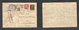 Slovenia. 1943 (6 Febr) Italy Postal Adm, Ljubljana - Bern, Switzerland. 30c Brown Stat Card + 20c Adtl, Tied Cds + Quin - Eslovenia