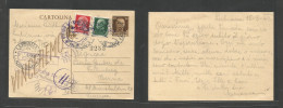 Slovenia. 1943 (15 May) Italian Postal Admin. Ljubljana - Bern, Switzerland. Multifkd Italy 30c Brown Stat Card + 2 Adtl - Slowenien