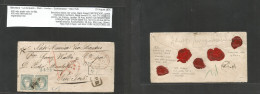 E-Gobierno Provisional. 1871 (25 Aug) Barcelona - USA, Nueva York. Carta Con Contenido Via Inglesa, Tarifa 400 Rs + 400r - Andere & Zonder Classificatie