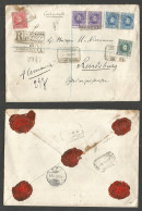 E-Alfonso Xiii. 1907 (2 Dic) 242, 243, 246 (x) 248 (2) Almeria, Cuevas De Vera - Alemania, Rendsburg (7 Dec) Precioso So - Other & Unclassified