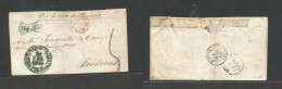 Cuba. 1854 (26 Febr) Santiago De Cuba - Francia, Bordeaux (4 April) E Cash Paid On Front Green Baeza + Franco Via London - Other & Unclassified