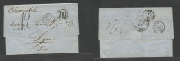 Cuba. 1860 (7 April) Havana - France, Lyon (2 May) EL With Contains Via USA "per Empire City" Reverse "NY / British Pack - Other & Unclassified