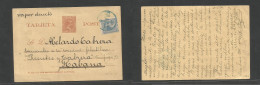 Puerto Rico. 1897 (21 Aug) San Juan - Cuba, Habana. EP 5c Marrón Pelón + 1c Azul, Mat "Franco" Azul En Circulo "Por Vapo - Porto Rico