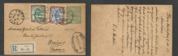 Sudan. 1913 (8 Oct) Bara, Kordofan - France, Amiens (24 Oct) Registered Multifkd 2ms Green Stat Card. Via Khartoum, Tied - Soudan (1954-...)