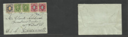 Sweden. 1900. Kristians - USA, Cincinnati, OH. Multifkd Env At 20 Ore Rate, Tied Cds. Fine And Colorful Transatlantic Us - Sonstige & Ohne Zuordnung