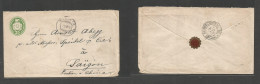 Switzerland - Stationery. 1894 (11 Dec) Stein A/R - Indochina, Saigon (11 Jan 95) 25c Green Embossed Stationary Envelope - Other & Unclassified