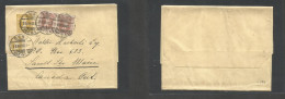 Switzerland - Stationery. 1908 (30 July) Bern - Canada, ONT, Sault Ste. Marie 2c Bister Complete Stat Wrapper + 3 Adtls - Andere & Zonder Classificatie