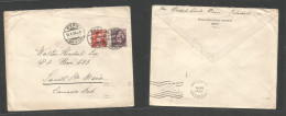 Switzerland - Stationery. 1909 (13 Jan) Bern - Canada, ONT. Sault St. Marie (27 Jan) 15c Lilac Stat Env + Adtl, At 25c R - Andere & Zonder Classificatie