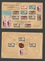 Syria. 1934 (16 Febr) Damas Salhie - France, Paris (19 Febr) Registered Air Multifkd Front + Reverse Incl Ovptd Issue. 1 - Syria