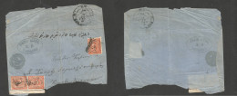 Turkey. 1870 (24 Febr) Caraebo - Istambul. Greek Language Multifkd Envelope, Tied Box + Aux + Transited Throught. Comerc - Other & Unclassified