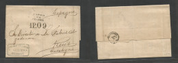 Turkey. 1874 (4 April) Smyrna - Spain, Tarragona, Reus (14 April) Stampless EL With Text, Via "Vapor De Francia" Spanish - Sonstige & Ohne Zuordnung