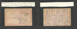Turkey. 1891 (17 Oct) Rodosto, Turkish PO - London, UK Via Constantinople. 20p Lilac Stat Card, Depart Hexagonal Cachet - Altri & Non Classificati