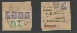 Turkey. 1908. Pera. Andrinople. Registered Multifkd Front And Reverse 5 Para Lilac Stationery Complete Wrapper, Tied Cds - Autres & Non Classés