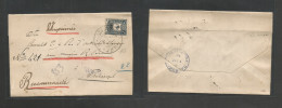 Turkey. 1908. Pera - Philippopel (10 Aug) Registered Pm Rate Single 2pi Blue Tied Cds Complete Wrapper. Arrival Cds Reve - Andere & Zonder Classificatie
