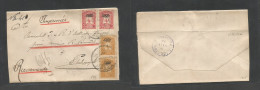 Turkey. 1908 (Aug) Pera - Philippopel (5 Aug) Registered Multifkd Ovptd Issue Complete Wrapper. Arrival Cds + Mns R-cach - Altri & Non Classificati