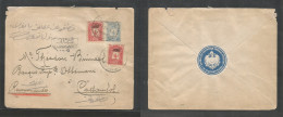 Turkey. C. 1910. Pera - Constanbol. Registered 1pi Blue Stat Env + 2 Adtl Ovptd Issue On 1pi 40 Par Rate Tied Cds + R-ca - Altri & Non Classificati