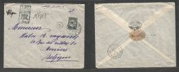 Turkey. 1911 (27 Jan) Konia, Cyprus - Belgium, Anvers (31 Jan) Registered Single 2pi Blue Fkd Env Bilingual Cachet. VF C - Other & Unclassified