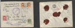 Turkey. 1916 (10 Febr) WWI Galata - Germany, Nuremberg. Registered Insured For 250 Frs Multifkd Envelope Ovptd Issue, Re - Other & Unclassified