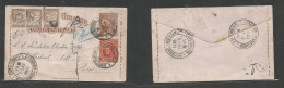 Uruguay. 1911 (22 July) Montevideo - Suez - France, Paris 3c Brown Stat Lettersheet + Adtls, Tied Cds + Taxed By (x3) Fr - Uruguay