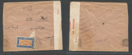 Yemen. 1942 (13 Jan) Sanaa - Aden. Via Magnia - Cairo. Single 6 Boushas Fkd Env, Tied Cds, British Aden Censor Label + C - Yémen