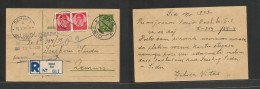 Yugoslavia. 1939 (14 May) Sid - Zemun. Registered Multifkd 1 Dinar Green Stat Card, Tied Cds + R-label + Adtl Cachet. VF - Other & Unclassified