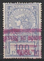 Fiscaux / Revenue, Argentina 1909 - Segunda. Ley De Sellos -|- 100 Pesos - Oficiales