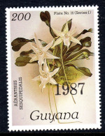 GUYANA - 1987 REICHENBACHIA ORCHIDS YEAR OVERPRINT PLATE 14 SERIES 1 FINE MNH ** SG 2096 - Guyana (1966-...)