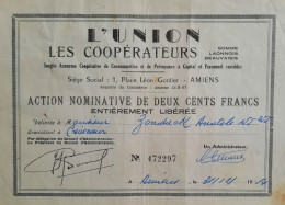 L'union  - S.A.  Coopérative De Consommation Et De Prévoyance à Capital Et Personnel Variables -1954 - Amiens - Andere & Zonder Classificatie