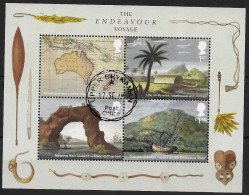 GROSSBRITANNIEN GRANDE BRETAGNE GB 2018 M/S CAPTAIN COOK AND ENDEAVOUR USED SG MS4124 MI B116-4250-53 YT F4670-73 S 375 - Used Stamps