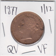 Jersey 1877 Coin Queen Victoria One Twelfth Of A Shilling 1/12 -  Condition Very Fine - Jersey