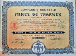 Compagnie Générale Des Mines De Thakhek (Laos-Indochine) - 1928 - Mineral