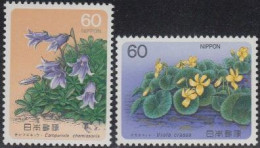 Japan Mi.Nr. 1660-61 Bergpflanzen, Campanula Chamissonis, Viola Crassa (2 Werte) - Otros & Sin Clasificación