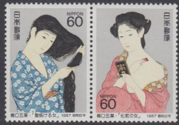 Japan Mi.Nr. Zdr.1734-35 Woche Der Philaletie, Frauen Beim Kämmen, Schminken - Autres & Non Classés