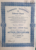 Compagnie Immobilière Du Littoral-Ouest - 1936 - Bruxelles - Action Priviligiée - Andere & Zonder Classificatie