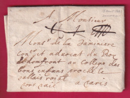 LETTRE PORT PAYE MANUSCRIT  DE 1663 DOMFRONT ORNE POUR PARIS INDICE 21 MINI LETTRE - ....-1700: Précurseurs