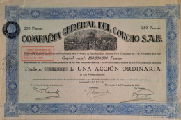 Compana General Del Corcho S.A.E. - Una Accion Ordinaria - Barcelona 1929 - Andere & Zonder Classificatie