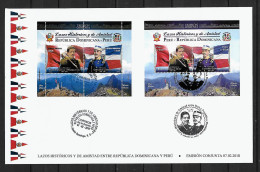 VERY RARE 2018 Joint Dominican Republic And Peru, MIXED FDC WITH BOTH SOUVENIR SHEETS: Famous Politicians - Joint Issues