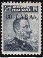 1908 Levante Costantinopoli, N°. 10  30pa. Su 15c. Grigio Nero  MNH/** - Altri & Non Classificati